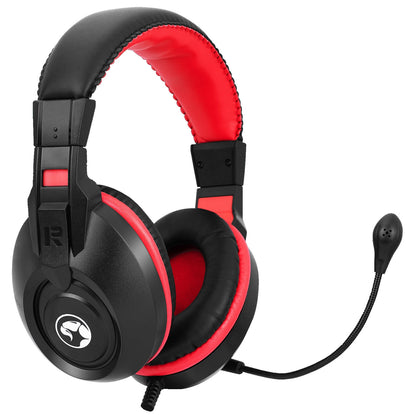 Marvo Scorpion H8321S Gaming Headset, Stereo Sound, Flexible Omnidirectional Microphone, 40mm Audio Drivers, On-ear Volume Control, 3.5mm Connection, Black and Red